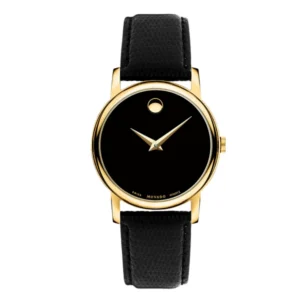 Movado Museum Classic Black Leather Black Dial Quartz Watch for Gents - 2100005