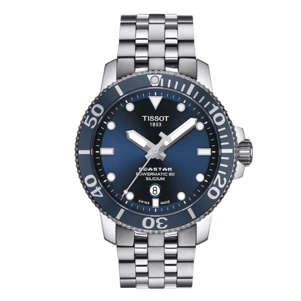 TISSOT Men’s Swiss Made Powermatic Silver Stainless Steel Blue Dial 43mm Watch T120.407.11.041.01