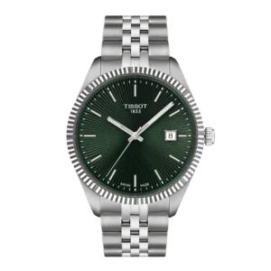 Tissot T-Classic Silver Stainless Steel Green Dial Quartz Watch for Gents - T156.410.11.091.00