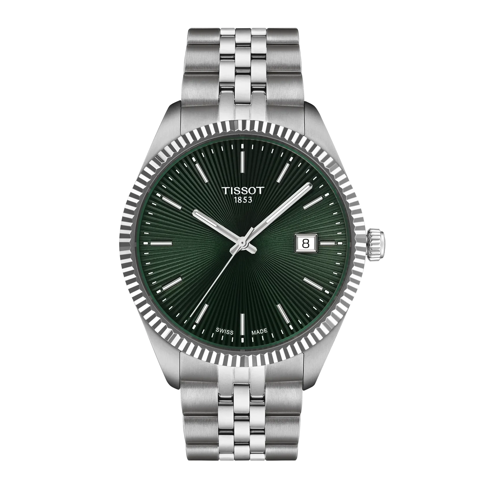 Tissot T-Classic Silver Stainless Steel Green Dial Quartz Watch for Gents - T156.410.11.091.00