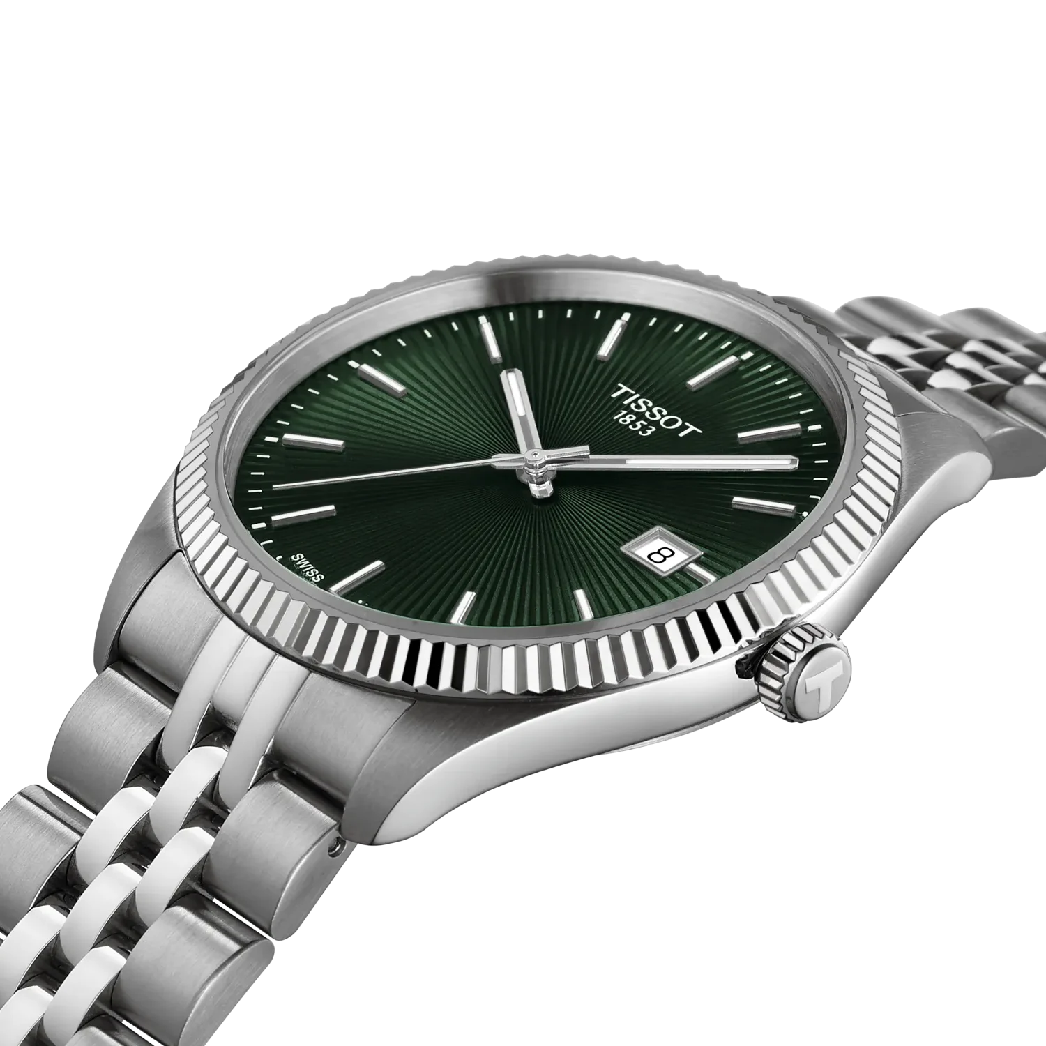 Tissot T-Classic Silver Stainless Steel Green Dial Quartz Watch for Gents - T156.410.11.091.00 - Image 7