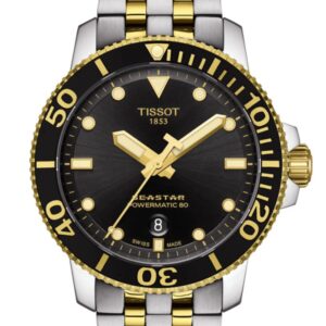 TISSOT Men’s Swiss Made Powermatic Two Tone Stainless Steel Black Dial 43mm Watch T120.407.22.051.00