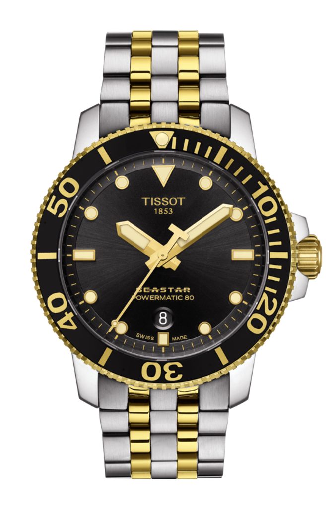 TISSOT Men’s Swiss Made Powermatic Two Tone Stainless Steel Black Dial 43mm Watch T120.407.22.051.00