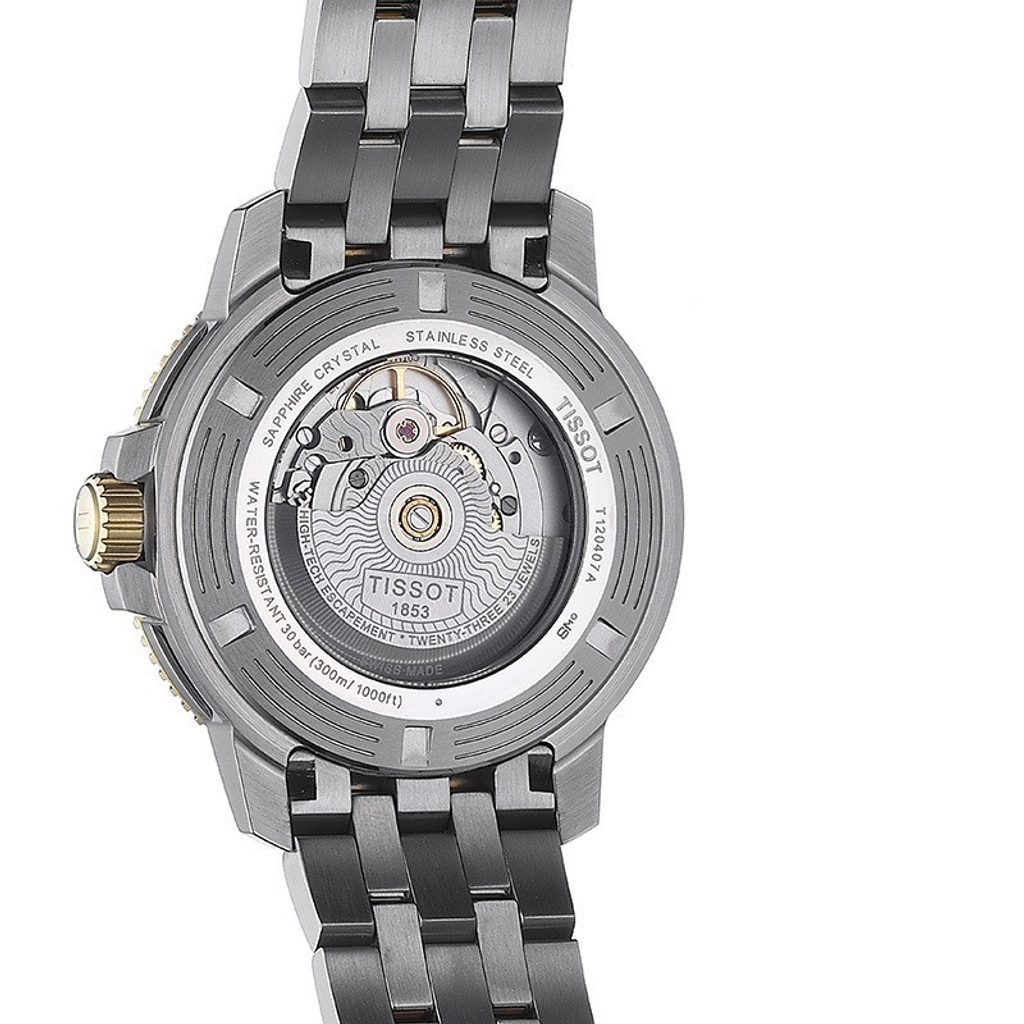 TISSOT Men’s Swiss Made Powermatic Two Tone Stainless Steel Black Dial 43mm Watch T120.407.22.051.00 - Image 2