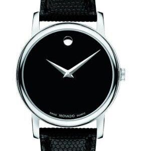 MOVADO Museum Black Round Dial Black Leather Strap Men's Watch 2100002-SD
