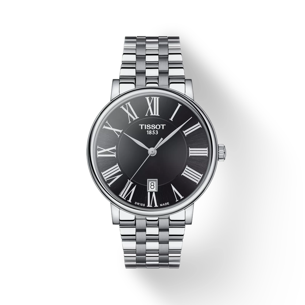Tissot Carson Premium Silver Stainless Steel Black Dial Quartz Watch for Men's - T122.410.11.053.00