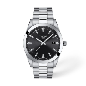 Tissot Gentleman Silver Stainless Steel Black Dial Quartz Watch for Men's - T127.410.11.051.00