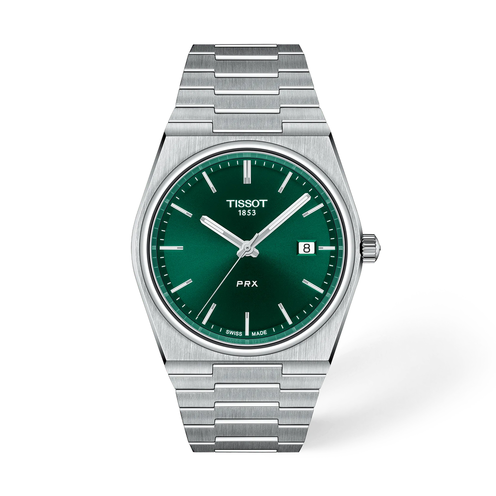 Tissot PRX Silver Stainless Steel Green Dial Quartz Watch for Men's - T137.410.11.091.00