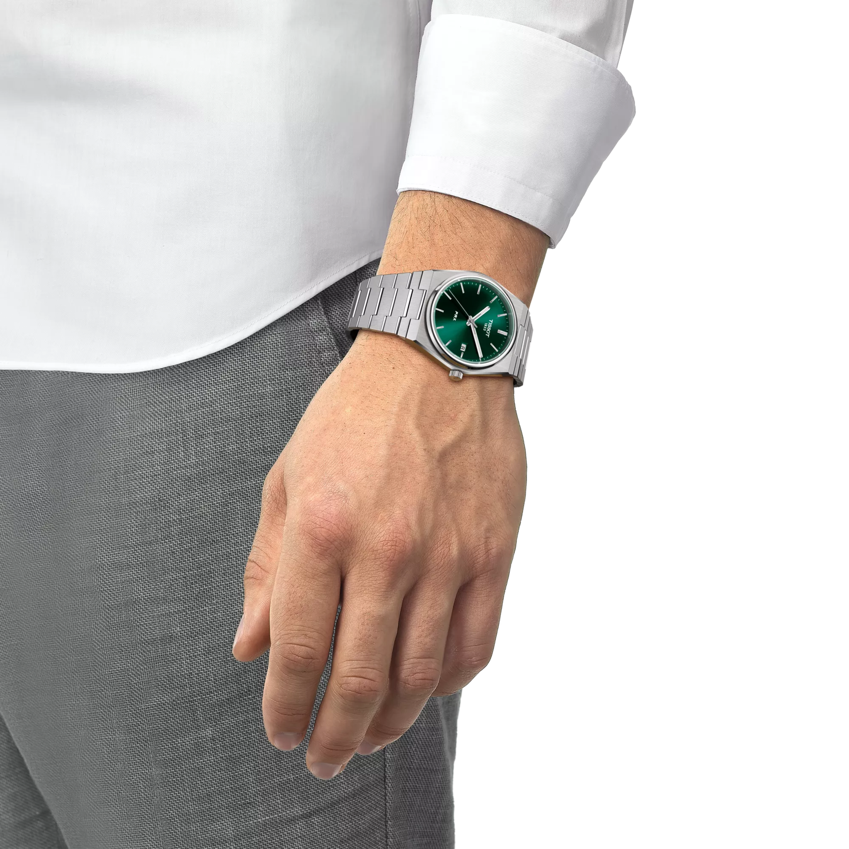Tissot PRX Silver Stainless Steel Green Dial Quartz Watch for Men's - T137.410.11.091.00 - Image 5