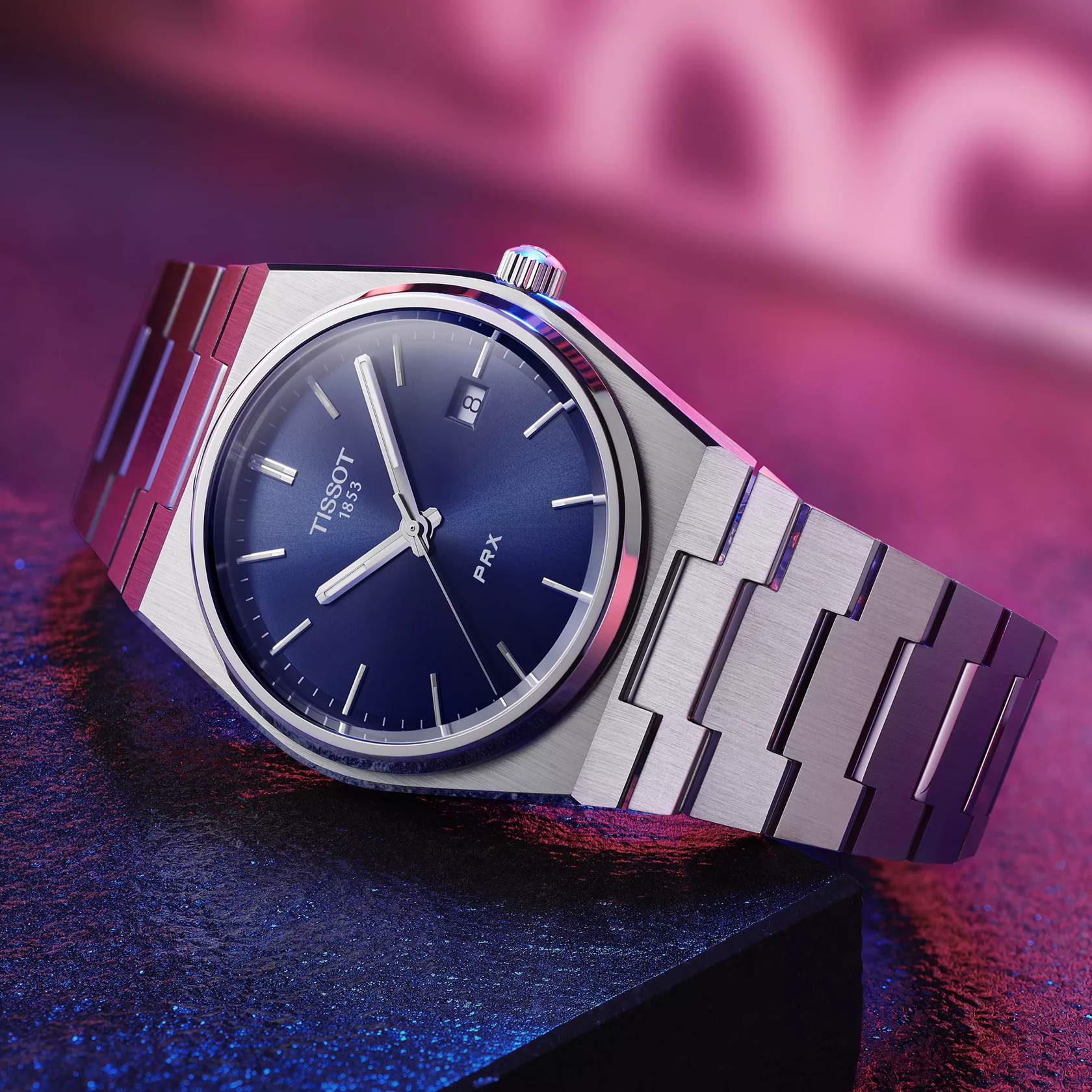 Tissot PRX Silver Stainless Steel Blue Dial Quartz Watch for Men's - T137.410.11.041.00 - Image 8
