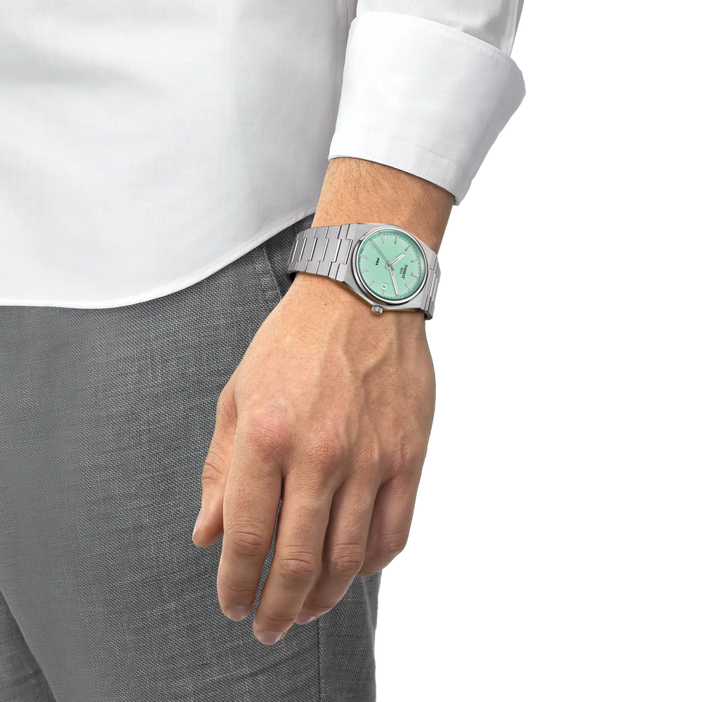 TISSOT PRX Men’s Swiss Made Quartz Silver Stainless Steel Light Green Dial 40mm Watch T137.410.11.091.01 - Image 5