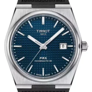 Tissot  PRX Powermatic 80 Automatic Blue Dial Black Rubber Strap Men's Watch T137.407.17.041.00