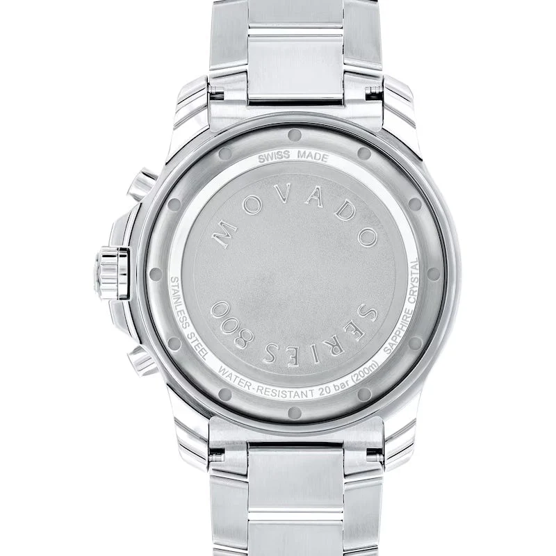 Movado 800 Series Silver Stainless Steel Blue Dial Chronograph Quartz Watch for Gents - 2600141 - Image 6