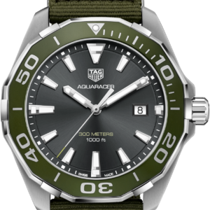Tag Heuer Aquaracer Khaki Nylon Green Dial Quartz Watch for Gents- WAY101E.FC8222