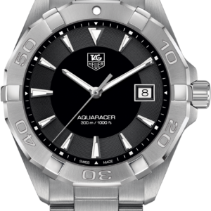 Tag Heuer Aquaracer Silver Stainless Steel Black Dial Quartz Watch for Gents - WAY1110BA0928
