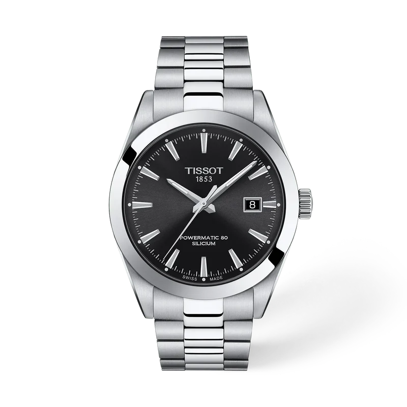 Tissot Classic Contemporary Silver Stainless Steel Black Dial Automatic Watch for Gents - T127.407.11.051.00