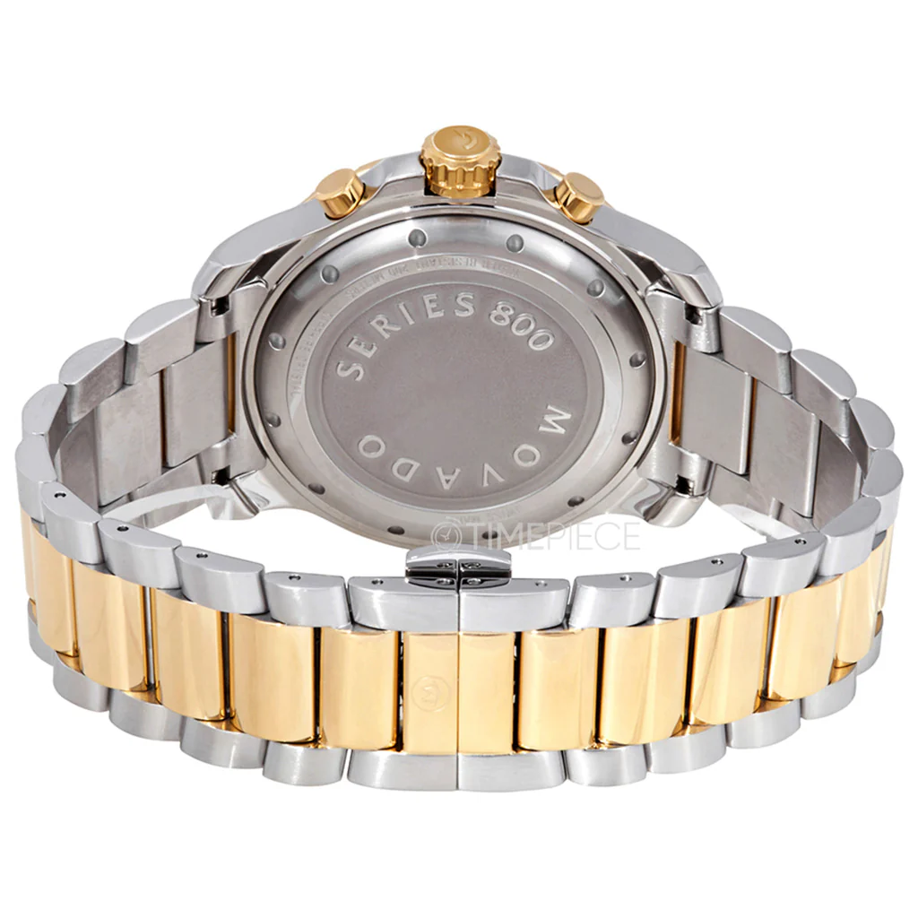 Movado 800 Series Two-Tone Stainless Steel Black Dial Chronograph Quartz Watch for Gents - 2600138 - Image 5