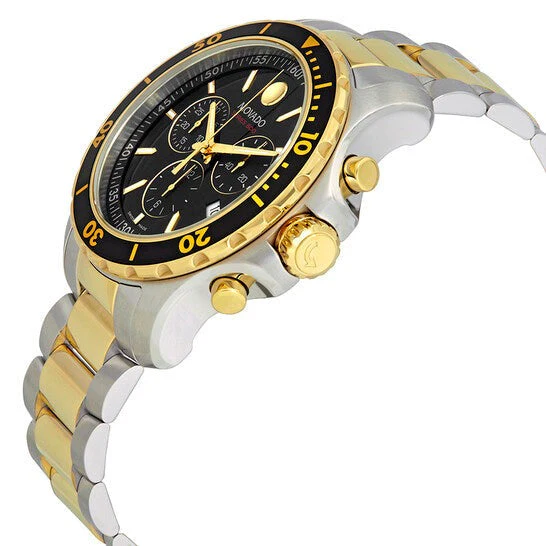 Movado 800 Series Two-Tone Stainless Steel Black Dial Chronograph Quartz Watch for Gents - 2600146 - Image 2