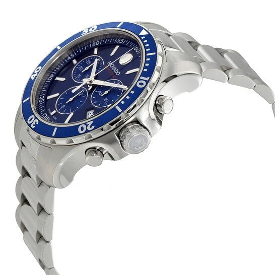 Movado 800 Series Silver Stainless Steel Blue Dial Chronograph Quartz Watch for Gents - 2600141 - Image 2